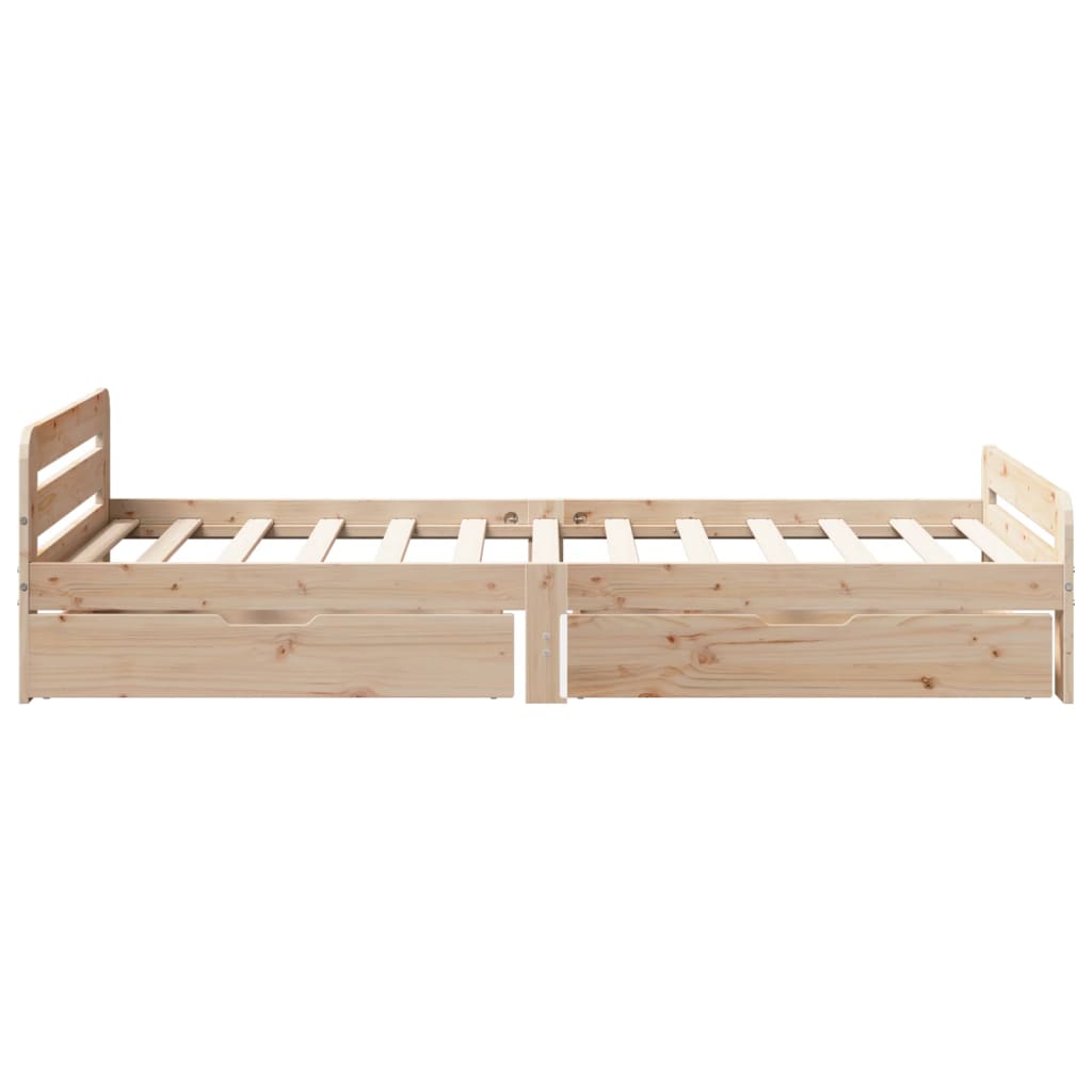 Bedframe zonder matras massief grenenhout 75x190 cm