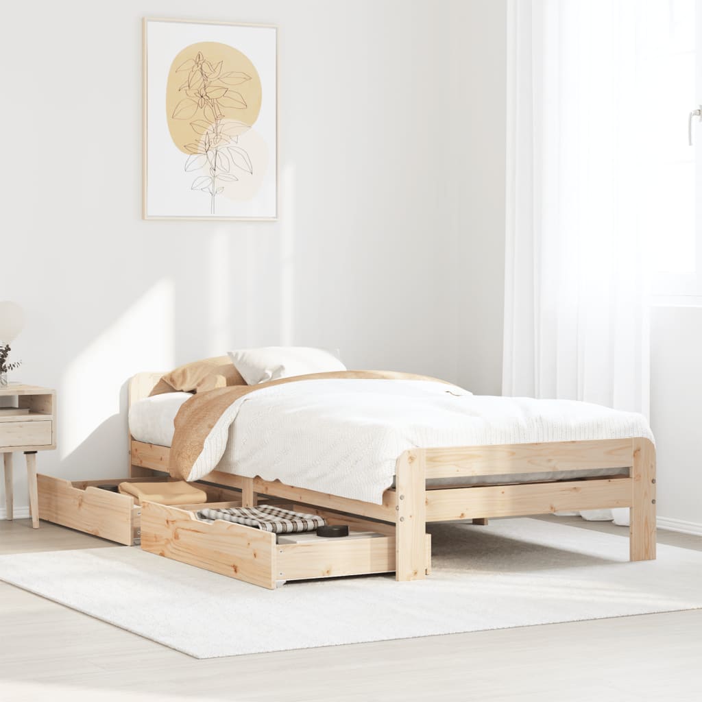 Bedframe zonder matras massief grenenhout 75x190 cm