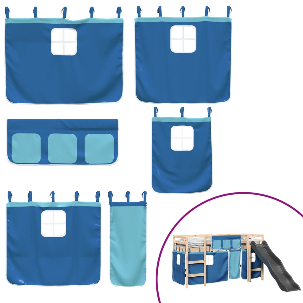 Kinderhoogslaper met gordijnen 90x190 cm grenenhout blauw Bedden & bedframes | Creëer jouw Trendy Thuis | Gratis bezorgd & Retour | Trendy.nl