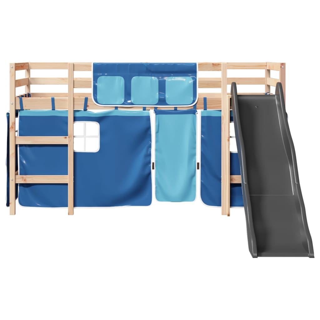 Kinderhoogslaper met gordijnen 90x190 cm grenenhout blauw Bedden & bedframes | Creëer jouw Trendy Thuis | Gratis bezorgd & Retour | Trendy.nl