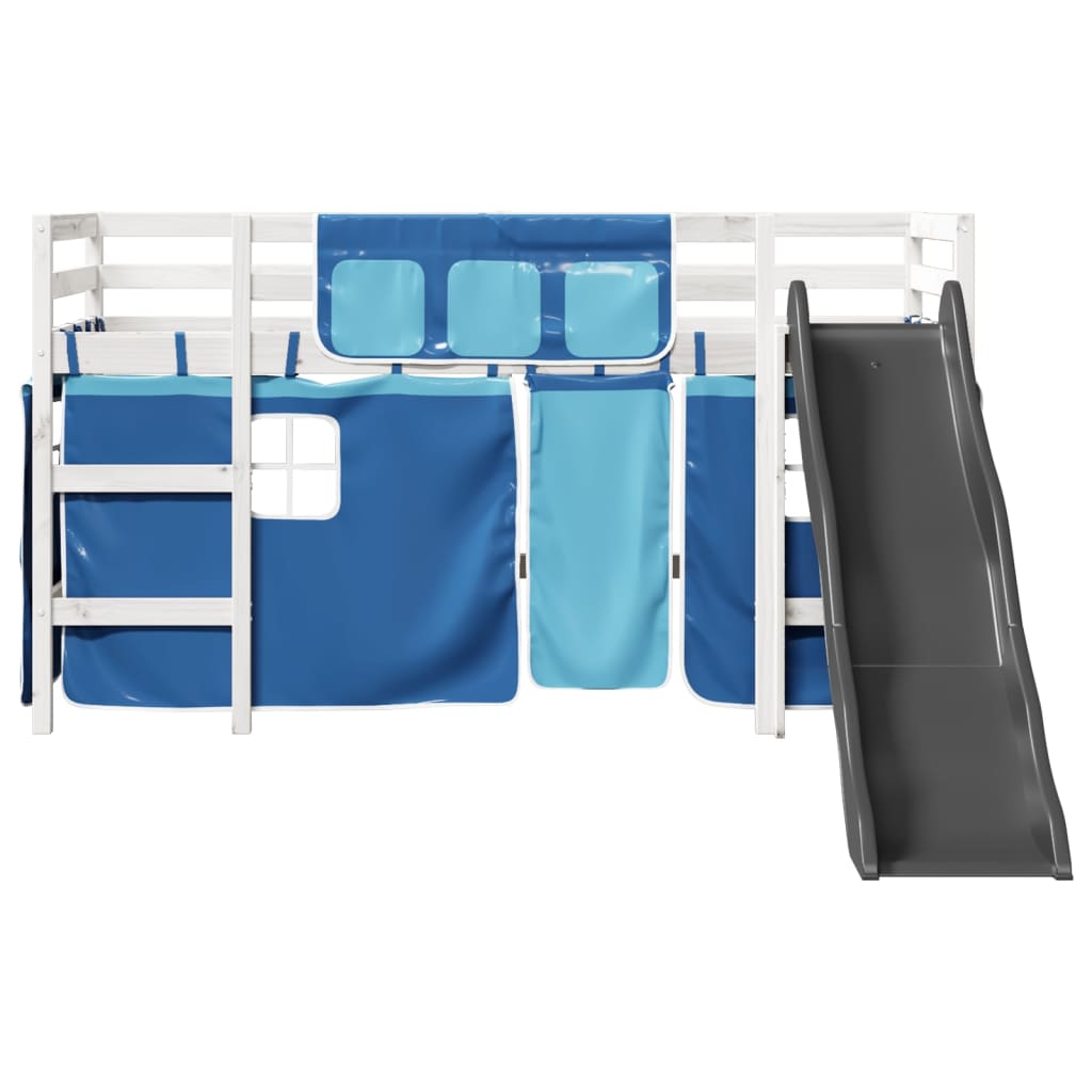 Kinderhoogslaper met gordijnen 90x190 cm grenenhout blauw Bedden & bedframes | Creëer jouw Trendy Thuis | Gratis bezorgd & Retour | Trendy.nl