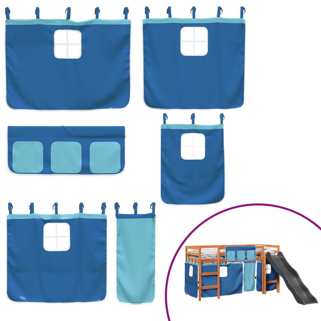 Kinderhoogslaper met gordijnen 90x190 cm grenenhout blauw Bedden & bedframes | Creëer jouw Trendy Thuis | Gratis bezorgd & Retour | Trendy.nl