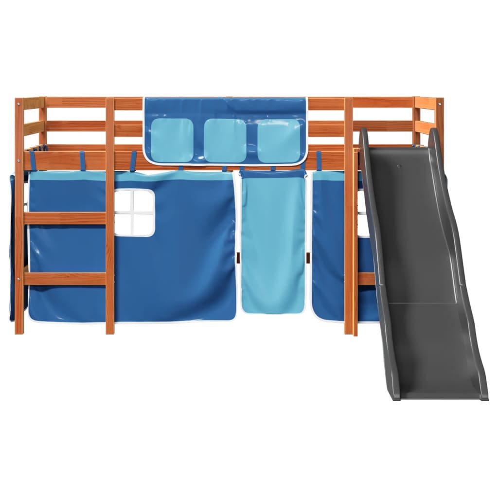 Kinderhoogslaper met gordijnen 90x190 cm grenenhout blauw Bedden & bedframes | Creëer jouw Trendy Thuis | Gratis bezorgd & Retour | Trendy.nl