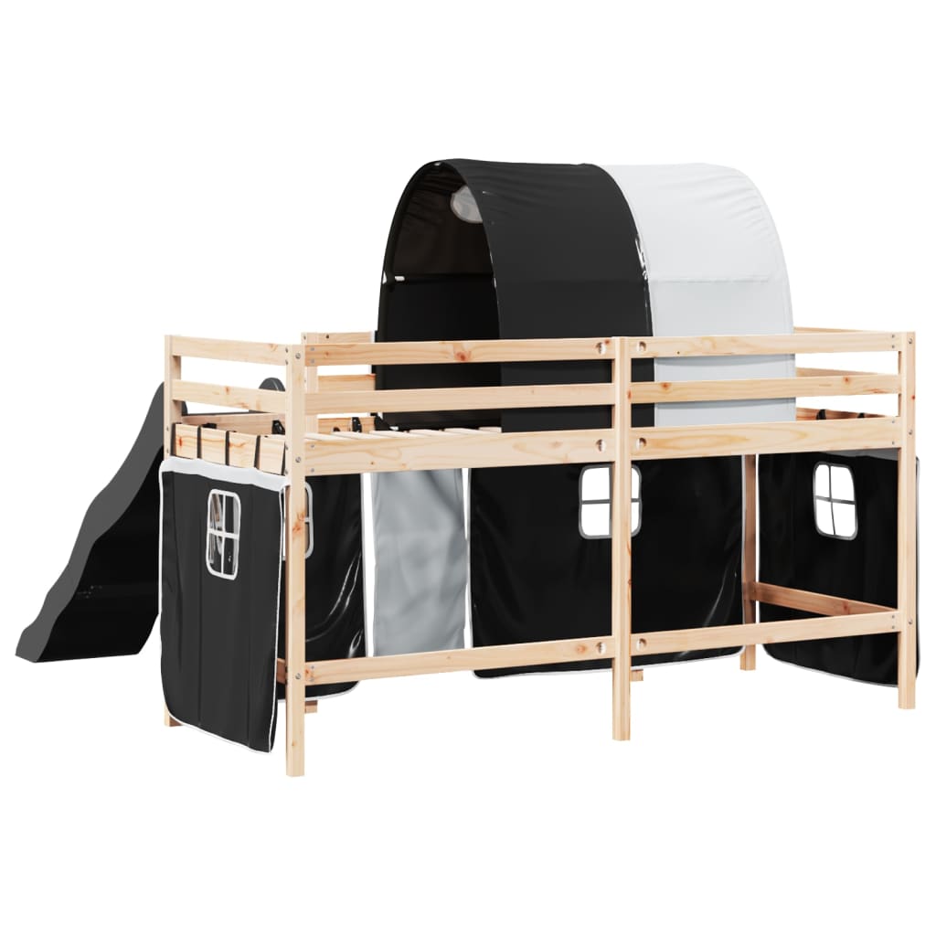 Kinderhoogslaper met tunnel 90x190 cm grenenhout wit en zwart Bedden & bedframes | Creëer jouw Trendy Thuis | Gratis bezorgd & Retour | Trendy.nl