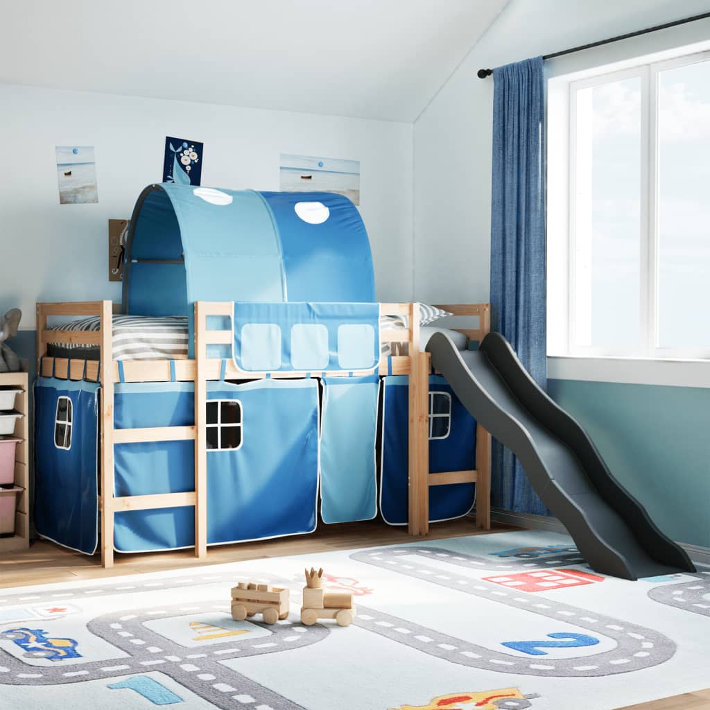 Kinderhoogslaper met tunnel 90x190 cm massief grenenhout blauw Bedden & bedframes | Creëer jouw Trendy Thuis | Gratis bezorgd & Retour | Trendy.nl