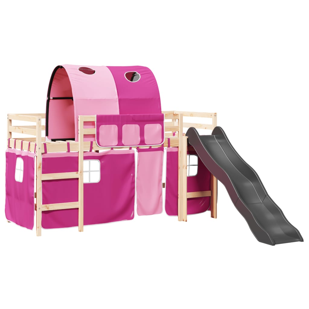 Kinderhoogslaper met tunnel 90x190 cm massief grenenhout roze Bedden & bedframes | Creëer jouw Trendy Thuis | Gratis bezorgd & Retour | Trendy.nl