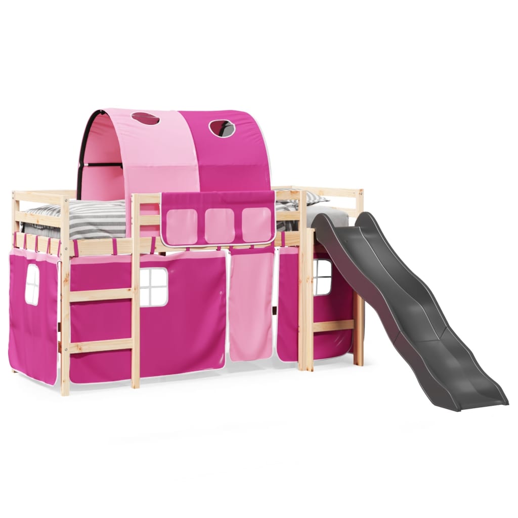 Kinderhoogslaper met tunnel 90x190 cm massief grenenhout roze Bedden & bedframes | Creëer jouw Trendy Thuis | Gratis bezorgd & Retour | Trendy.nl