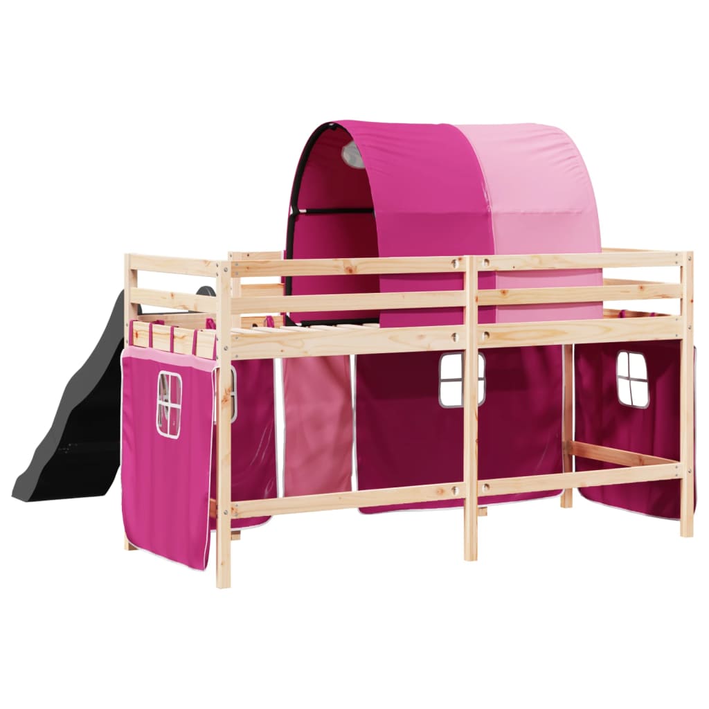 Kinderhoogslaper met tunnel 90x190 cm massief grenenhout roze Bedden & bedframes | Creëer jouw Trendy Thuis | Gratis bezorgd & Retour | Trendy.nl