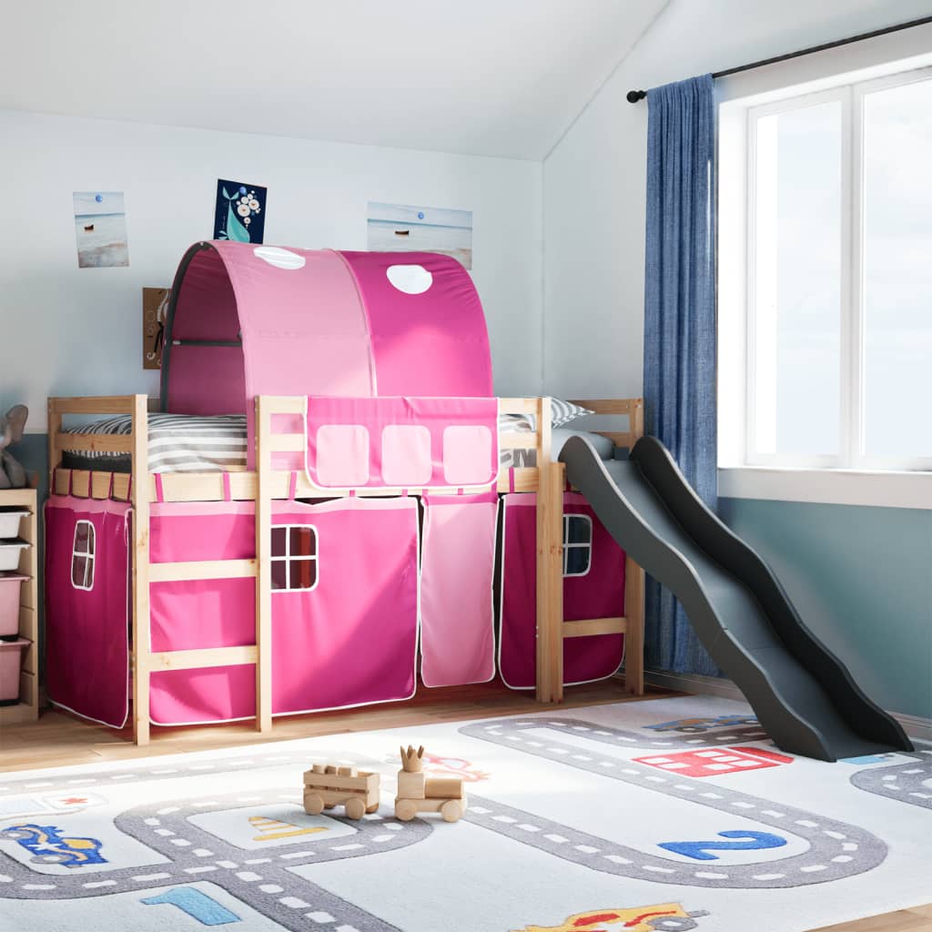 Kinderhoogslaper met tunnel 90x190 cm massief grenenhout roze Bedden & bedframes | Creëer jouw Trendy Thuis | Gratis bezorgd & Retour | Trendy.nl