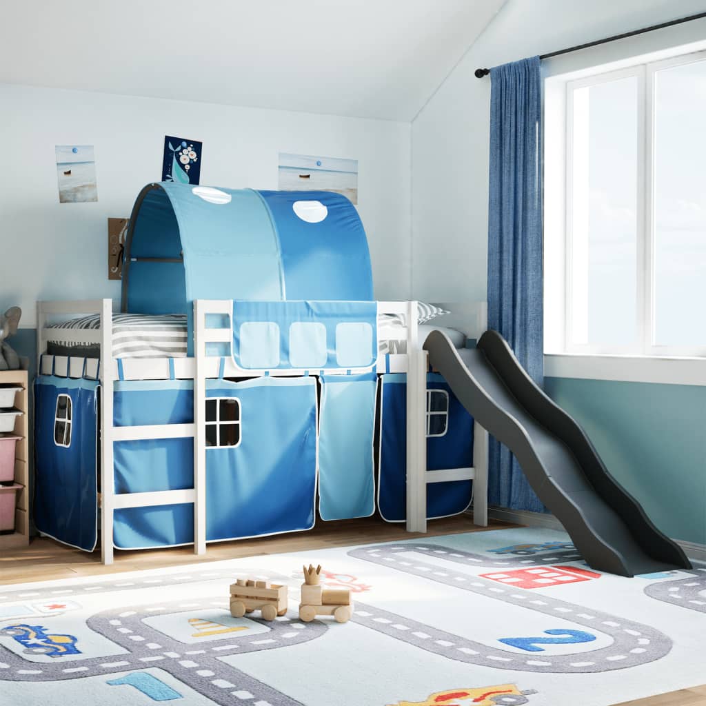 Kinderhoogslaper met tunnel 90x190 cm massief grenenhout blauw Bedden & bedframes | Creëer jouw Trendy Thuis | Gratis bezorgd & Retour | Trendy.nl