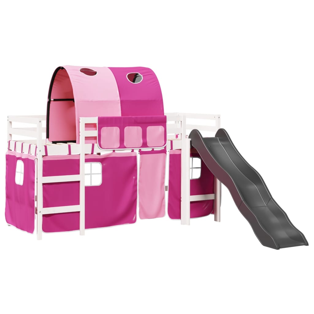 Kinderhoogslaper met tunnel 90x190 cm massief grenenhout roze Bedden & bedframes | Creëer jouw Trendy Thuis | Gratis bezorgd & Retour | Trendy.nl