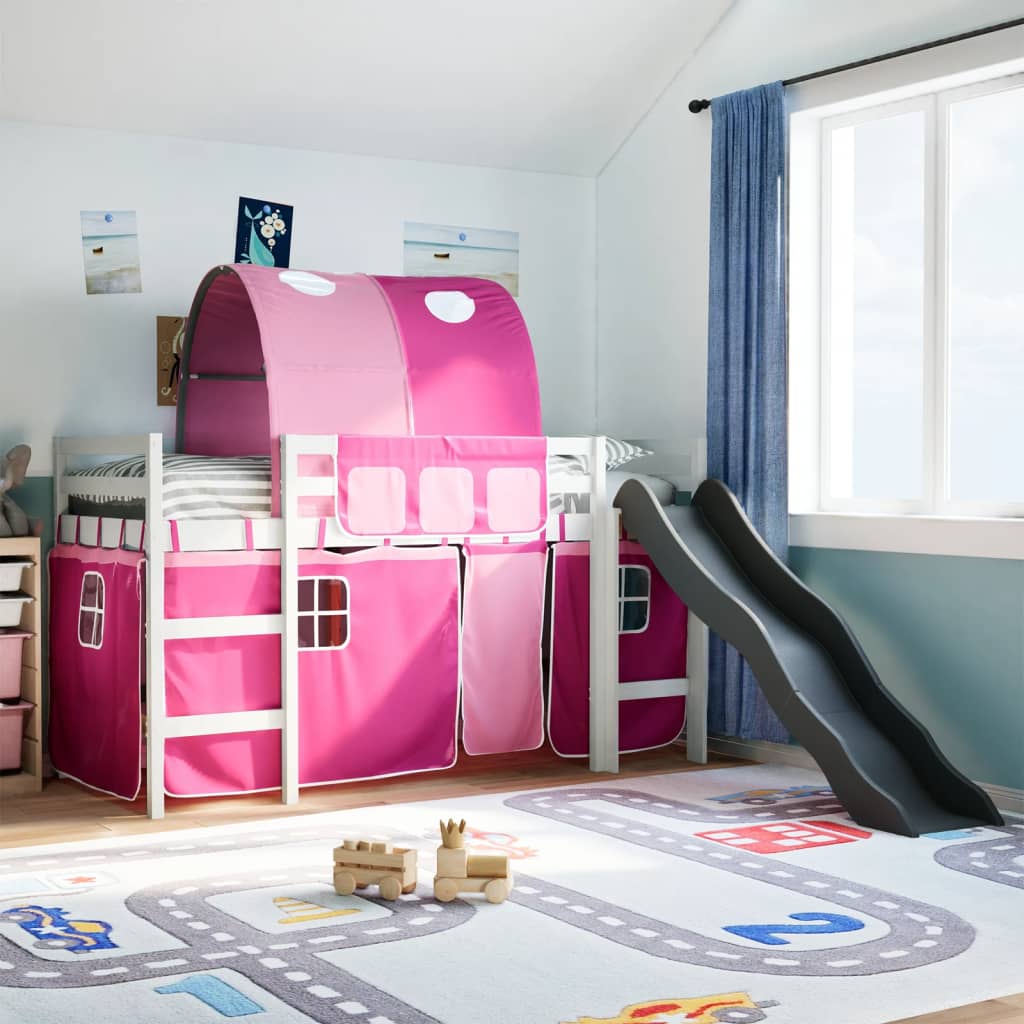 Kinderhoogslaper met tunnel 90x190 cm massief grenenhout roze Bedden & bedframes | Creëer jouw Trendy Thuis | Gratis bezorgd & Retour | Trendy.nl