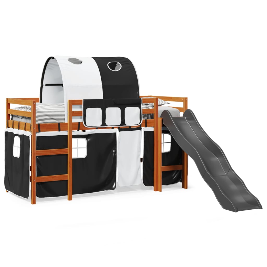 Kinderhoogslaper met tunnel 90x190 cm grenenhout wit en zwart Bedden & bedframes | Creëer jouw Trendy Thuis | Gratis bezorgd & Retour | Trendy.nl