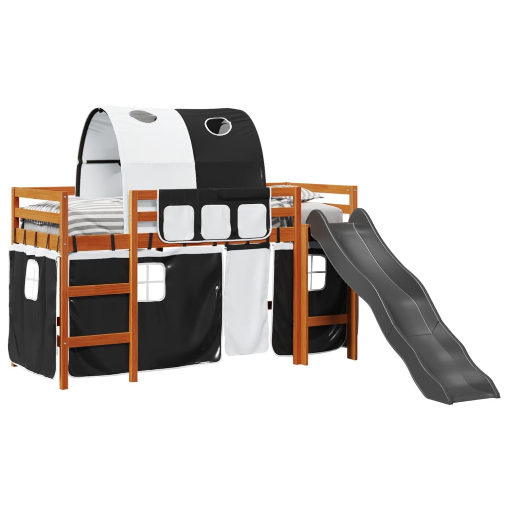 Kinderhoogslaper met tunnel 90x190 cm grenenhout wit en zwart Bedden & bedframes | Creëer jouw Trendy Thuis | Gratis bezorgd & Retour | Trendy.nl