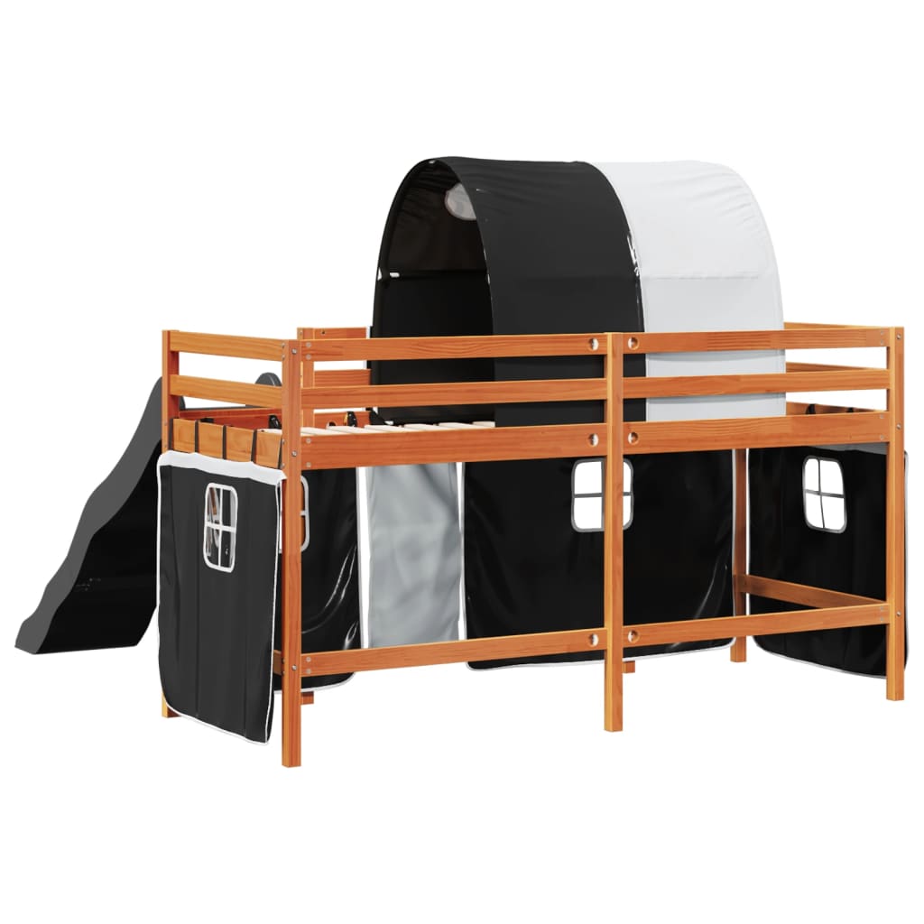 Kinderhoogslaper met tunnel 90x190 cm grenenhout wit en zwart Bedden & bedframes | Creëer jouw Trendy Thuis | Gratis bezorgd & Retour | Trendy.nl