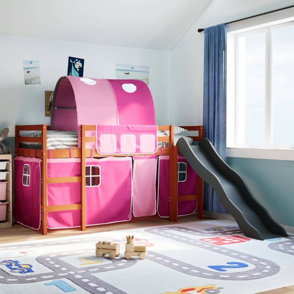 Kinderhoogslaper met tunnel 90x190 cm massief grenenhout roze Bedden & bedframes | Creëer jouw Trendy Thuis | Gratis bezorgd & Retour | Trendy.nl