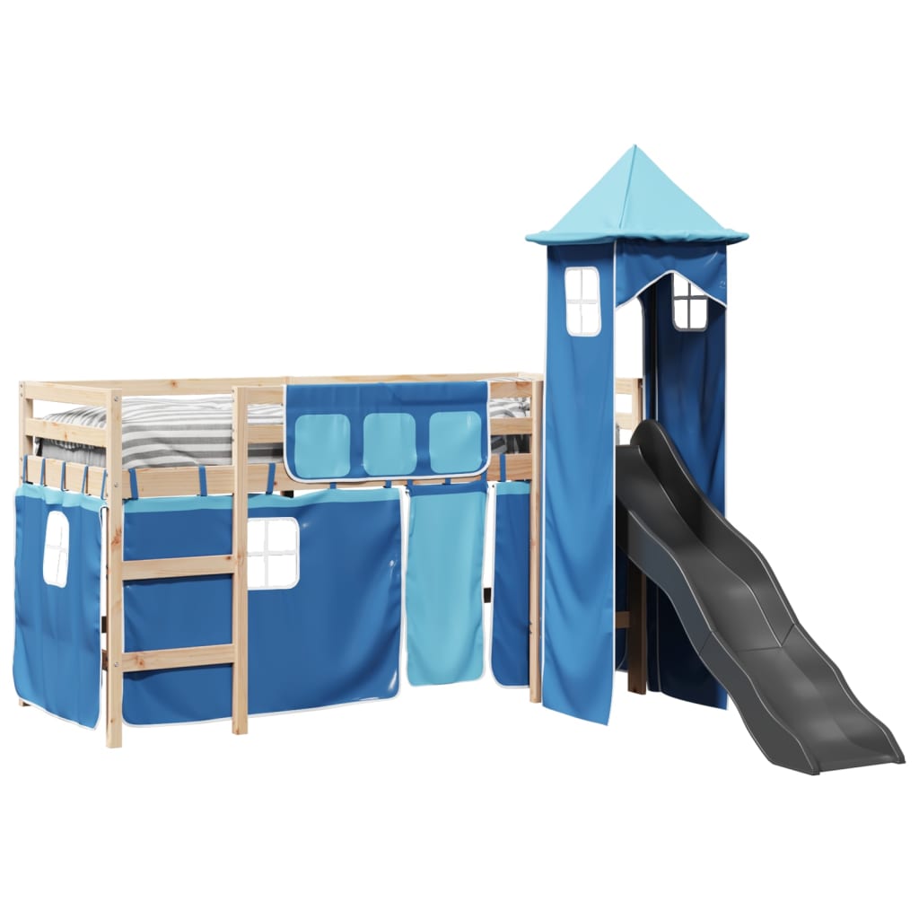 Kinderhoogslaper met toren 90x190 cm massief grenenhout blauw Bedden & bedframes | Creëer jouw Trendy Thuis | Gratis bezorgd & Retour | Trendy.nl