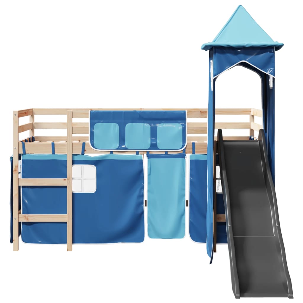 Kinderhoogslaper met toren 90x190 cm massief grenenhout blauw Bedden & bedframes | Creëer jouw Trendy Thuis | Gratis bezorgd & Retour | Trendy.nl