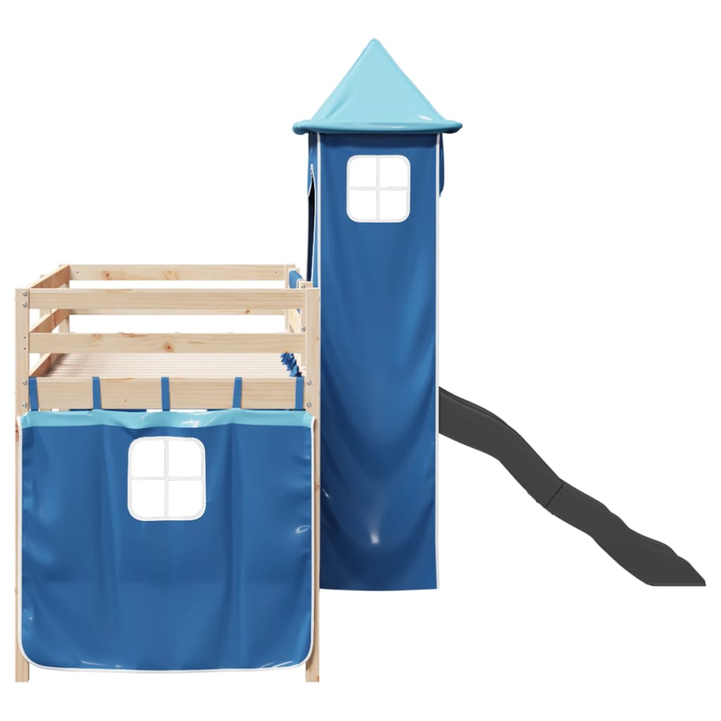 Kinderhoogslaper met toren 90x190 cm massief grenenhout blauw Bedden & bedframes | Creëer jouw Trendy Thuis | Gratis bezorgd & Retour | Trendy.nl