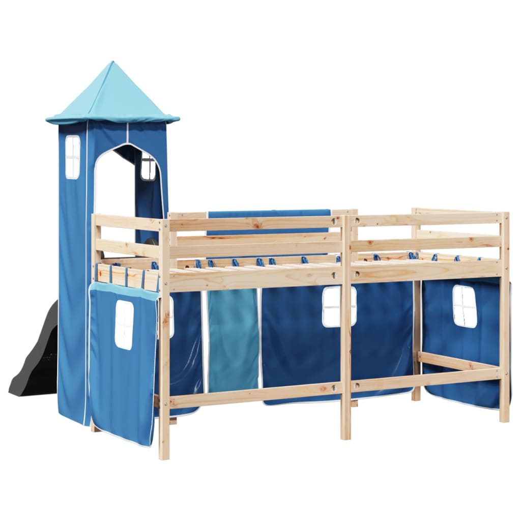 Kinderhoogslaper met toren 90x190 cm massief grenenhout blauw Bedden & bedframes | Creëer jouw Trendy Thuis | Gratis bezorgd & Retour | Trendy.nl