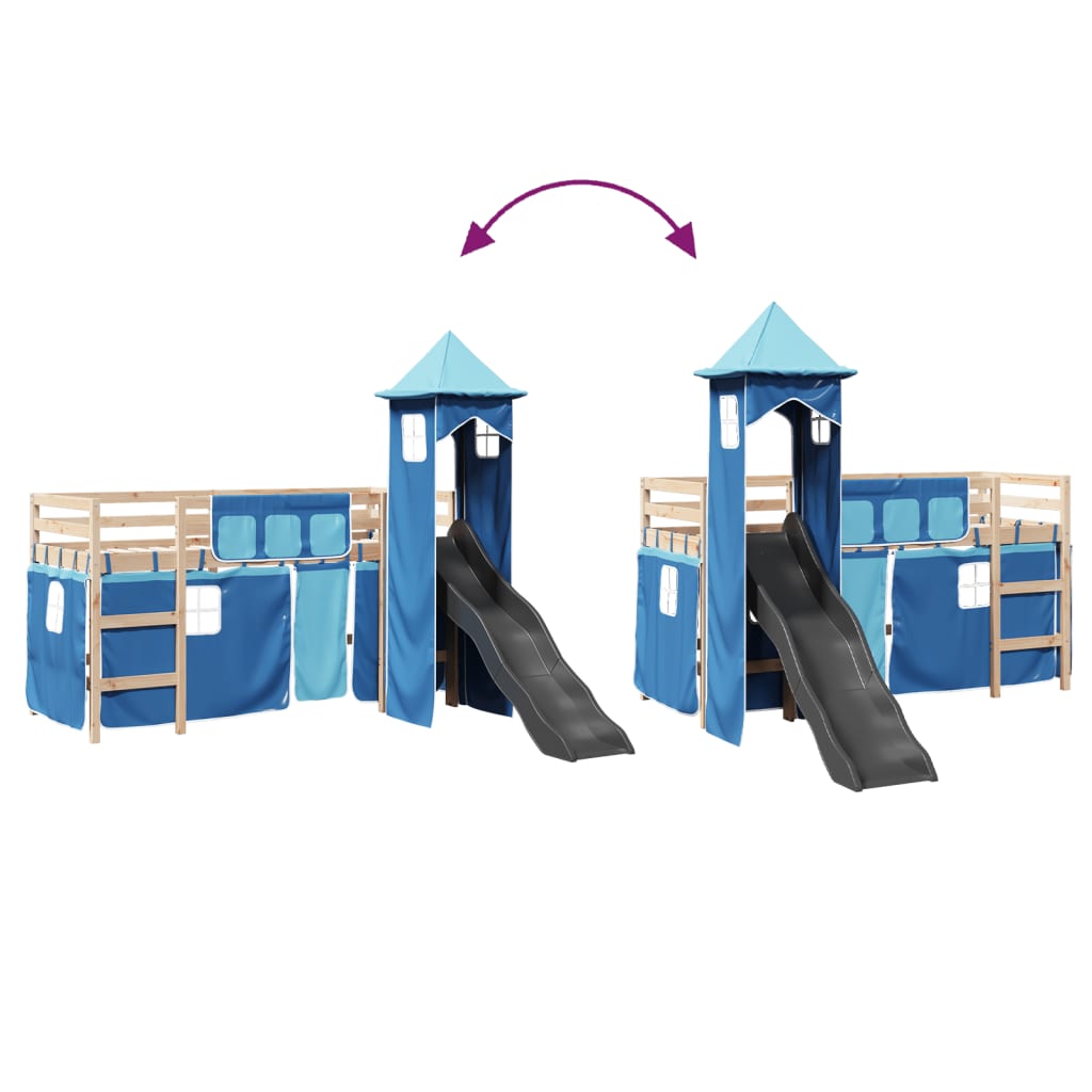 Kinderhoogslaper met toren 90x190 cm massief grenenhout blauw Bedden & bedframes | Creëer jouw Trendy Thuis | Gratis bezorgd & Retour | Trendy.nl