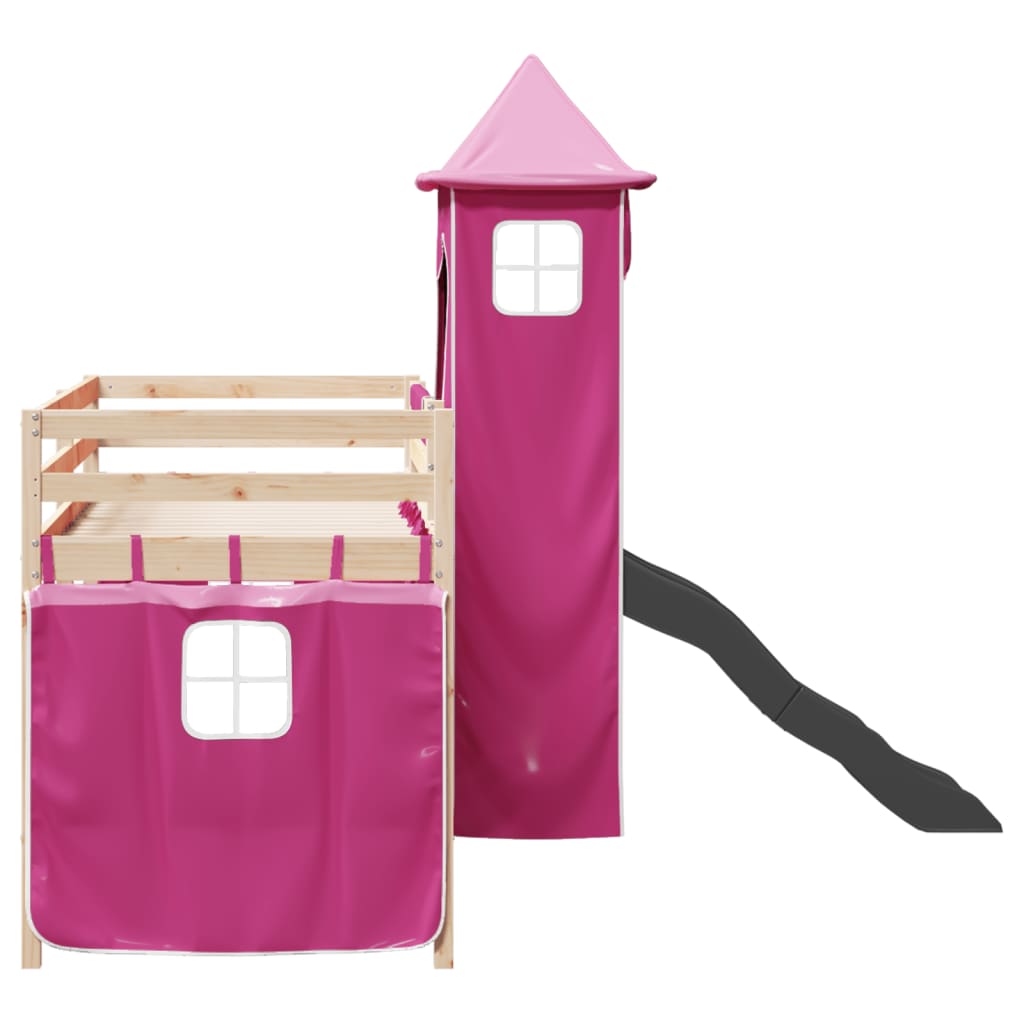 Kinderhoogslaper met toren 90x190 cm massief grenenhout roze Bedden & bedframes | Creëer jouw Trendy Thuis | Gratis bezorgd & Retour | Trendy.nl