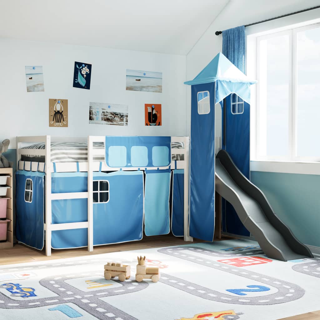 Kinderhoogslaper met toren 90x190 cm massief grenenhout blauw Bedden & bedframes | Creëer jouw Trendy Thuis | Gratis bezorgd & Retour | Trendy.nl