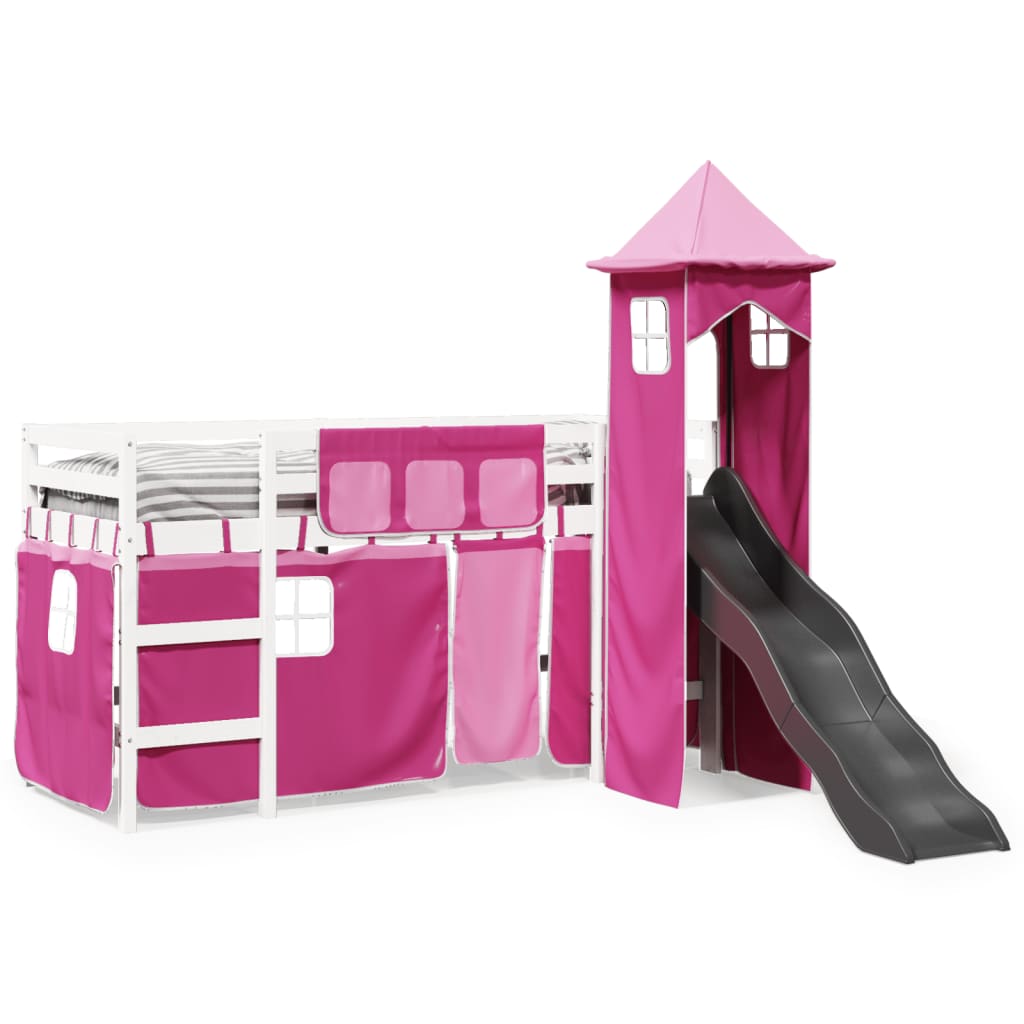 Kinderhoogslaper met toren 90x190 cm massief grenenhout roze Bedden & bedframes | Creëer jouw Trendy Thuis | Gratis bezorgd & Retour | Trendy.nl