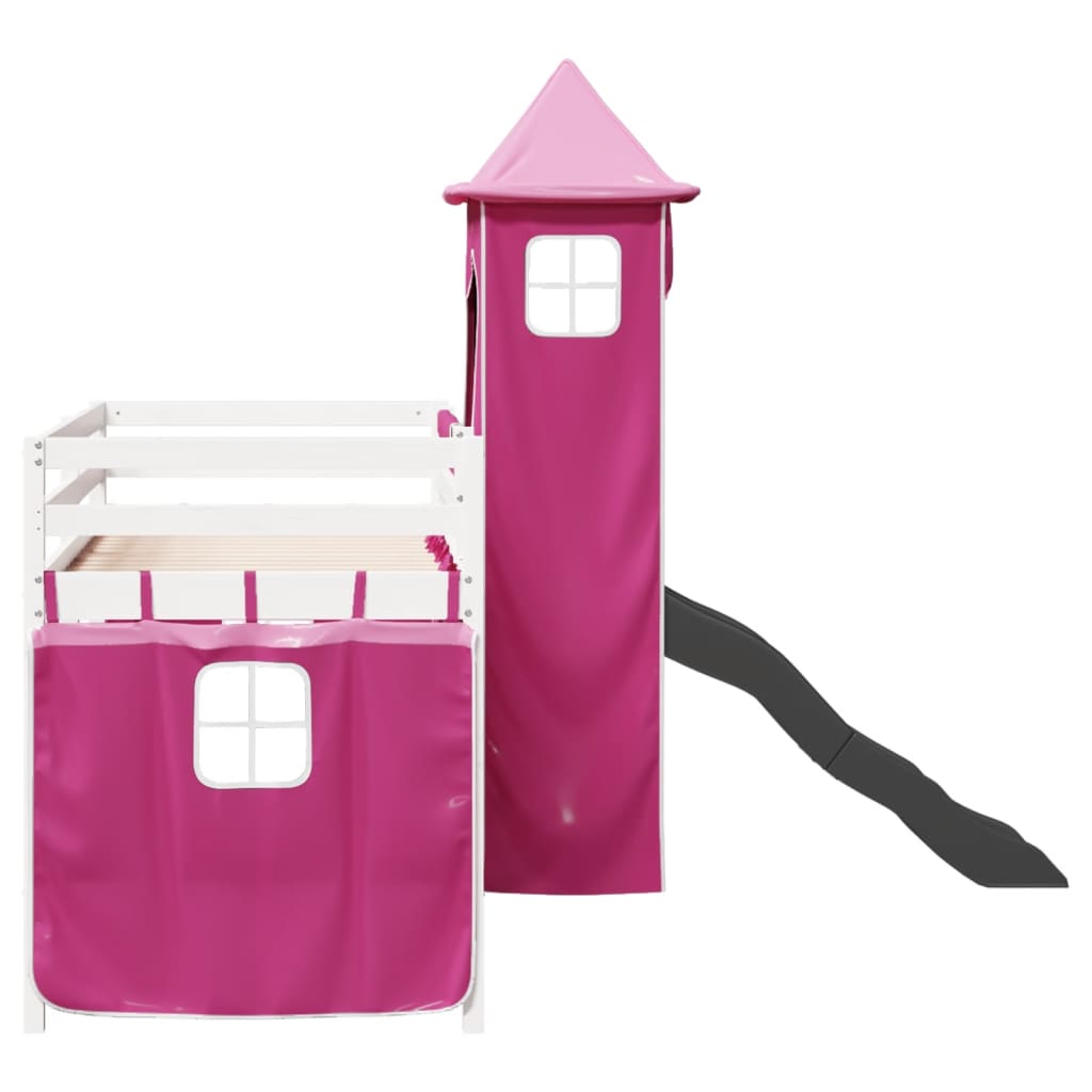 Kinderhoogslaper met toren 90x190 cm massief grenenhout roze Bedden & bedframes | Creëer jouw Trendy Thuis | Gratis bezorgd & Retour | Trendy.nl