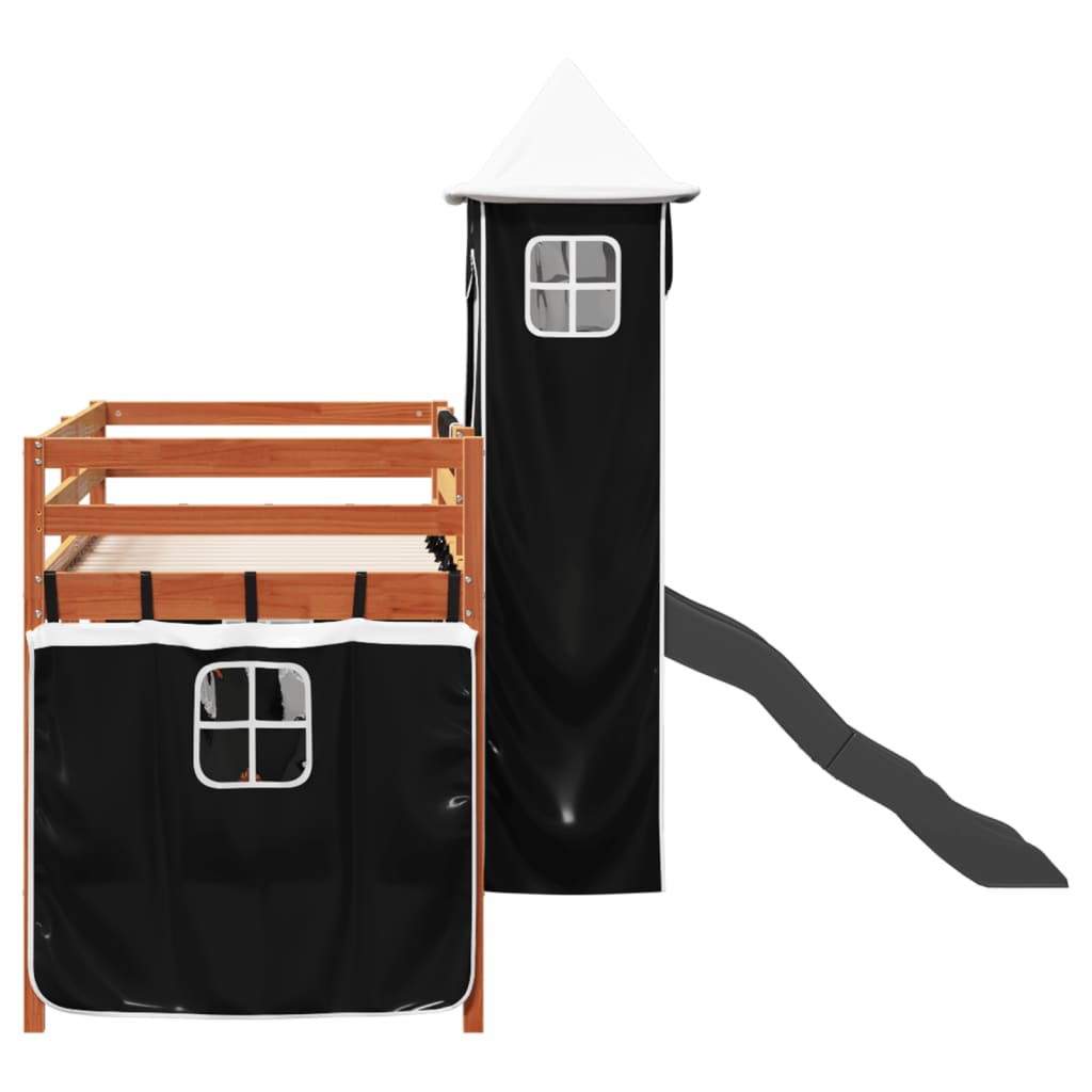 Kinderhoogslaper met toren 90x190 cm grenenhout wit en zwart Bedden & bedframes | Creëer jouw Trendy Thuis | Gratis bezorgd & Retour | Trendy.nl