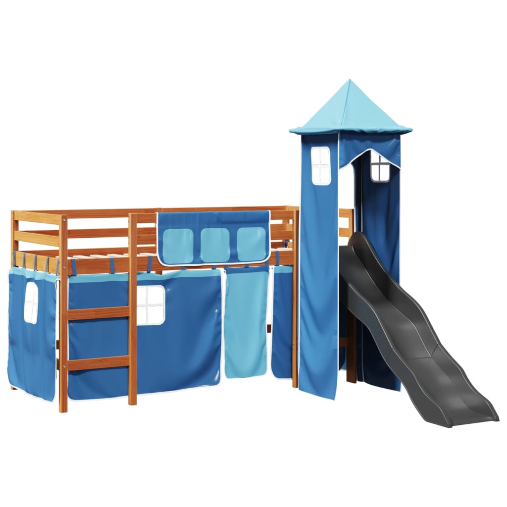 Kinderhoogslaper met toren 90x190 cm massief grenenhout blauw Bedden & bedframes | Creëer jouw Trendy Thuis | Gratis bezorgd & Retour | Trendy.nl