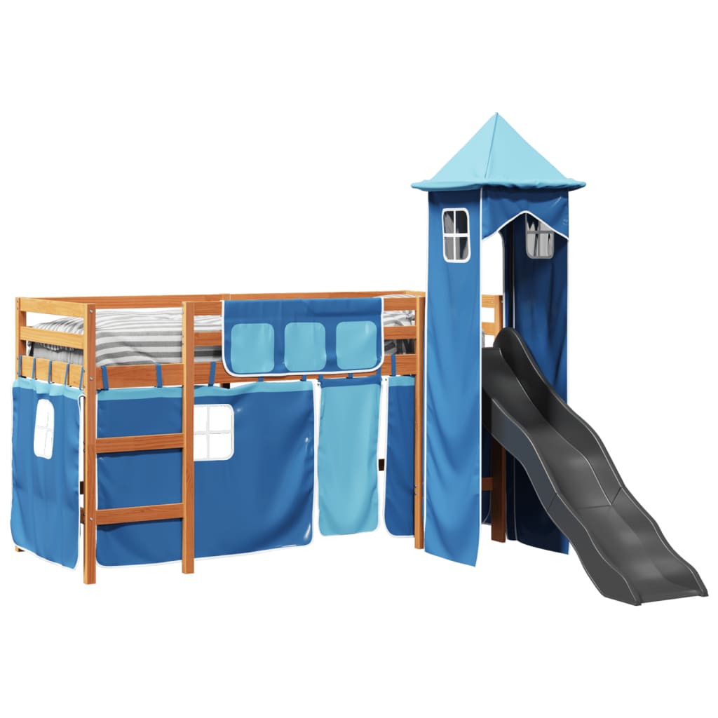 Kinderhoogslaper met toren 90x190 cm massief grenenhout blauw Bedden & bedframes | Creëer jouw Trendy Thuis | Gratis bezorgd & Retour | Trendy.nl