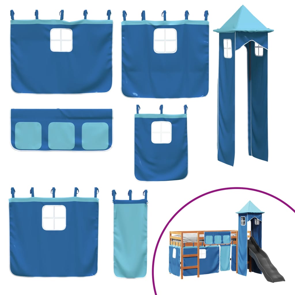 Kinderhoogslaper met toren 90x190 cm massief grenenhout blauw Bedden & bedframes | Creëer jouw Trendy Thuis | Gratis bezorgd & Retour | Trendy.nl