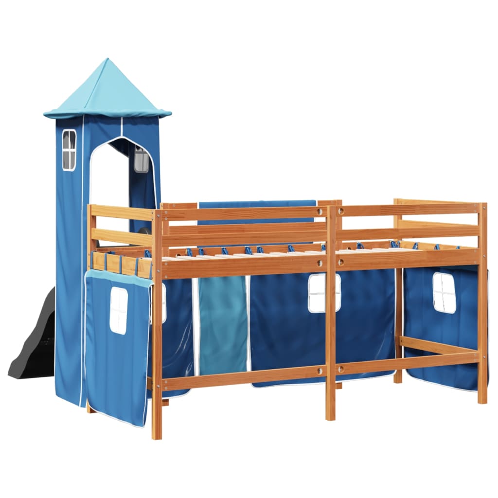 Kinderhoogslaper met toren 90x190 cm massief grenenhout blauw Bedden & bedframes | Creëer jouw Trendy Thuis | Gratis bezorgd & Retour | Trendy.nl