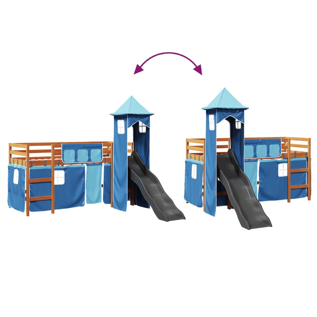 Kinderhoogslaper met toren 90x190 cm massief grenenhout blauw Bedden & bedframes | Creëer jouw Trendy Thuis | Gratis bezorgd & Retour | Trendy.nl