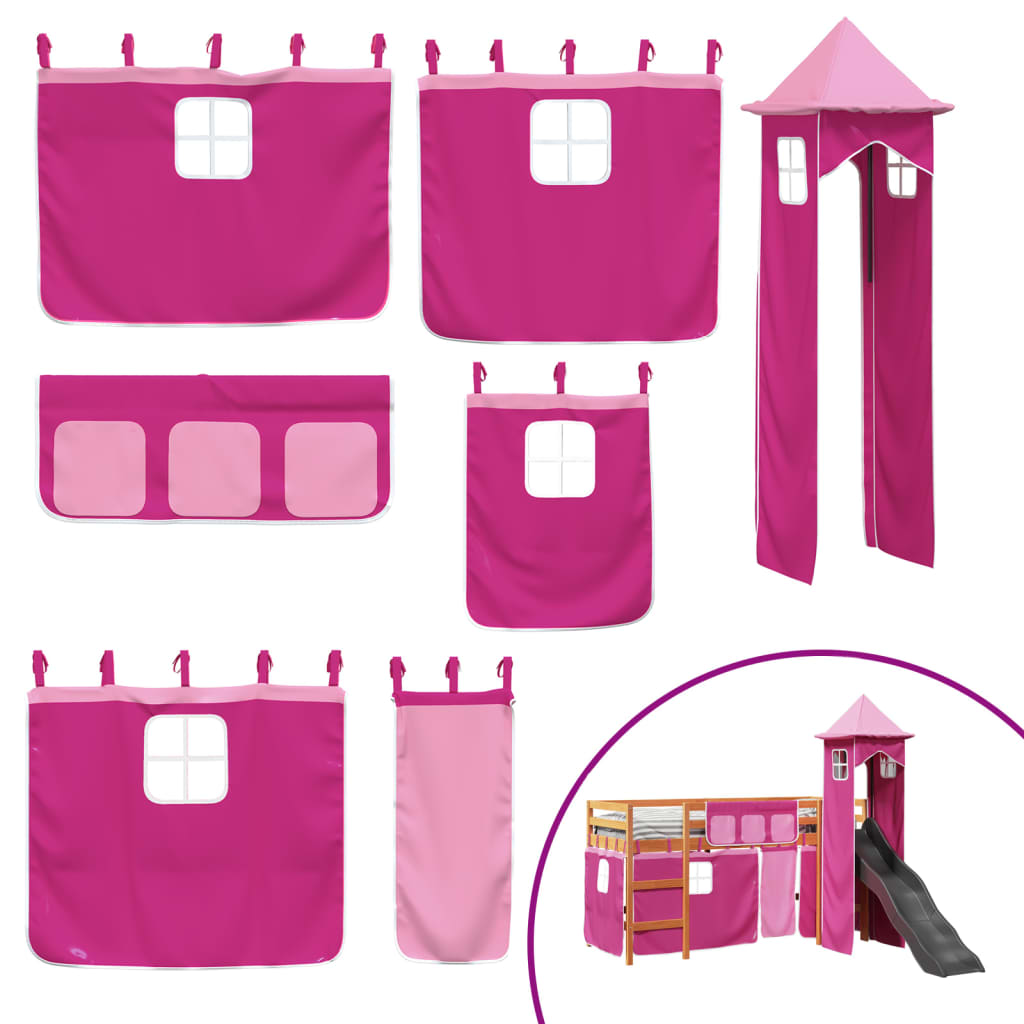 Kinderhoogslaper met toren 90x190 cm massief grenenhout roze Bedden & bedframes | Creëer jouw Trendy Thuis | Gratis bezorgd & Retour | Trendy.nl