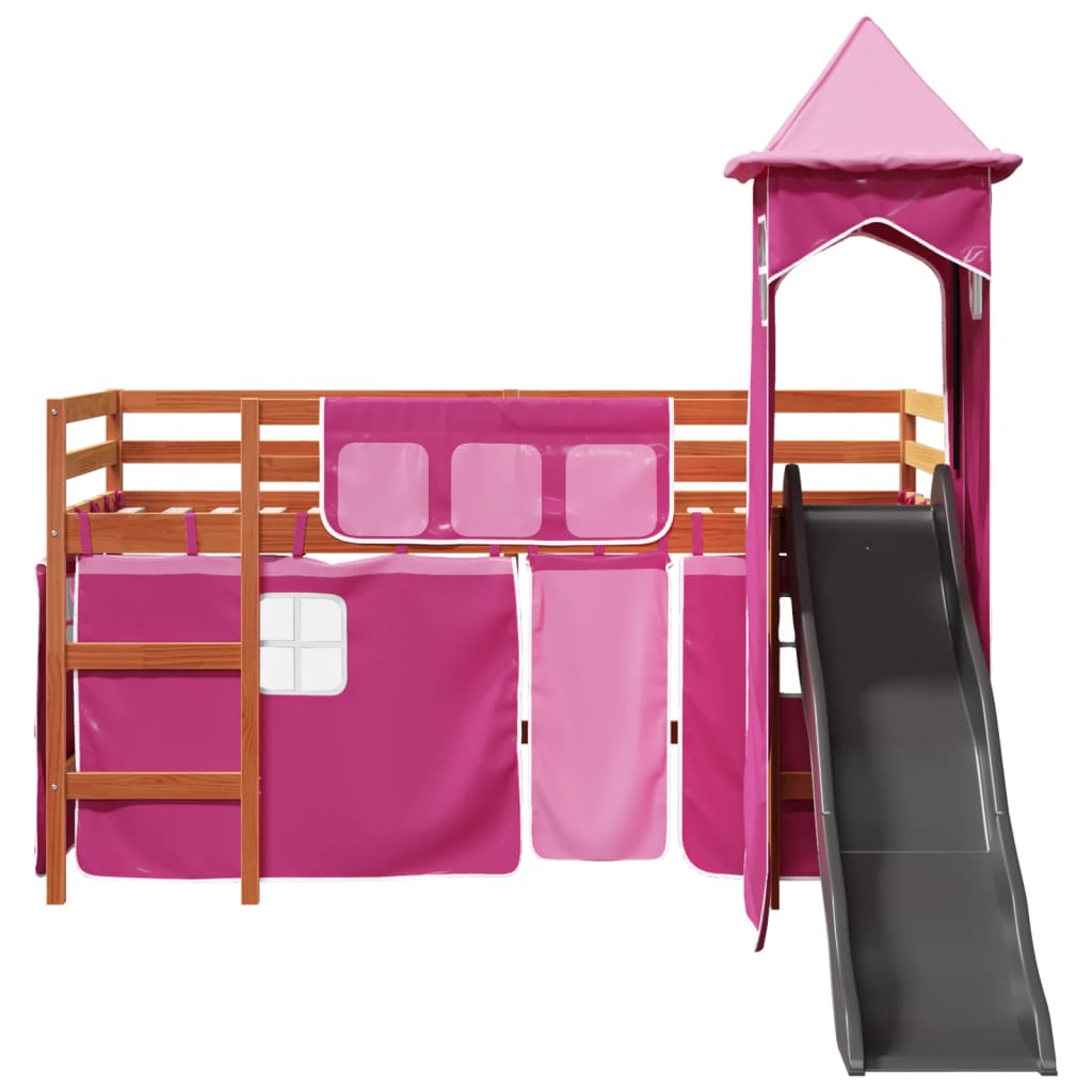 Kinderhoogslaper met toren 90x190 cm massief grenenhout roze Bedden & bedframes | Creëer jouw Trendy Thuis | Gratis bezorgd & Retour | Trendy.nl