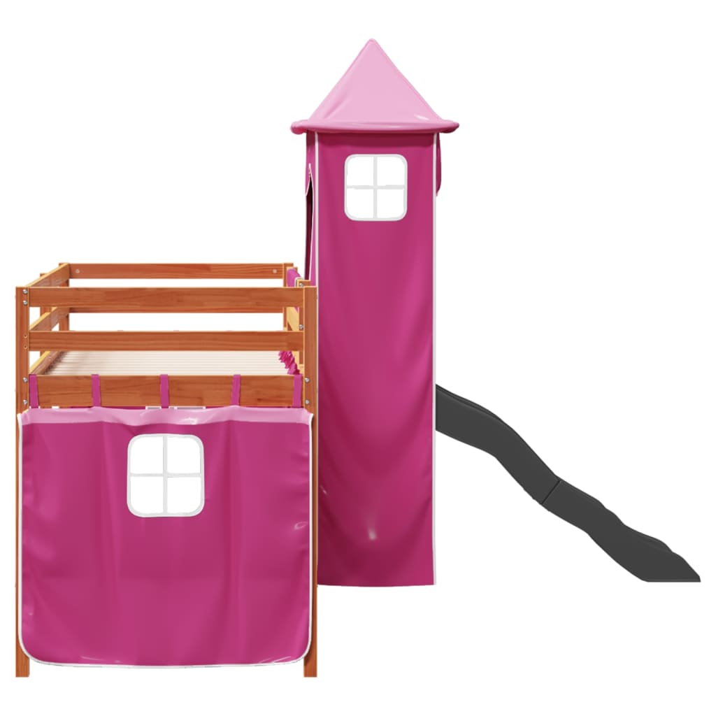 Kinderhoogslaper met toren 90x190 cm massief grenenhout roze Bedden & bedframes | Creëer jouw Trendy Thuis | Gratis bezorgd & Retour | Trendy.nl