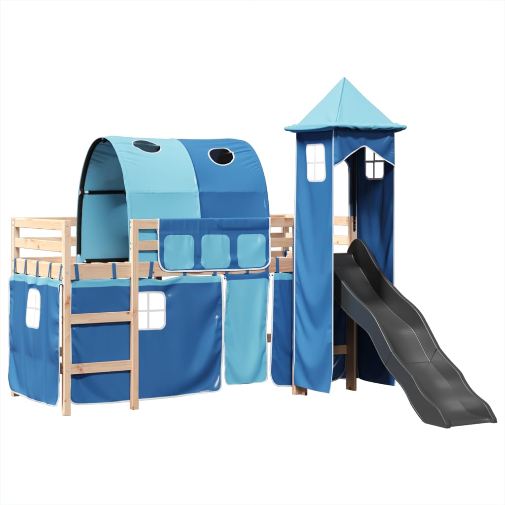 Kinderhoogslaper met toren 90x190 cm massief grenenhout blauw Bedden & bedframes | Creëer jouw Trendy Thuis | Gratis bezorgd & Retour | Trendy.nl