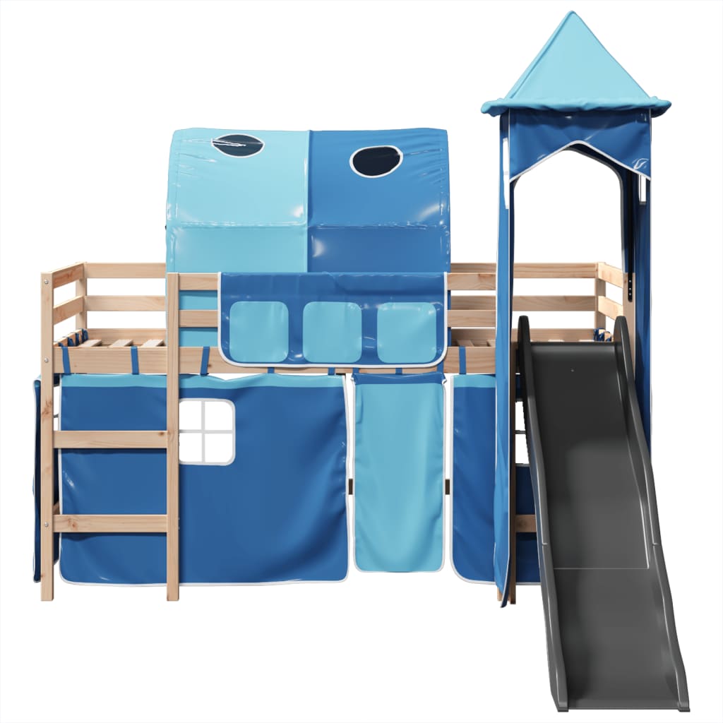 Kinderhoogslaper met toren 90x190 cm massief grenenhout blauw Bedden & bedframes | Creëer jouw Trendy Thuis | Gratis bezorgd & Retour | Trendy.nl