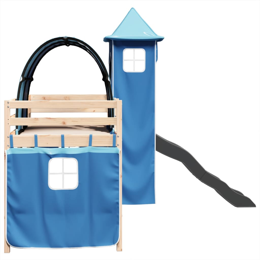 Kinderhoogslaper met toren 90x190 cm massief grenenhout blauw Bedden & bedframes | Creëer jouw Trendy Thuis | Gratis bezorgd & Retour | Trendy.nl