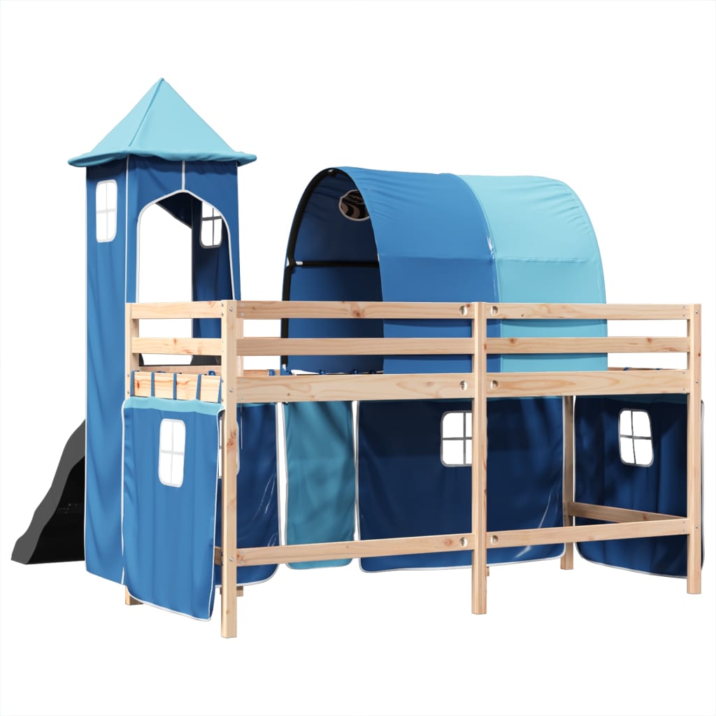 Kinderhoogslaper met toren 90x190 cm massief grenenhout blauw Bedden & bedframes | Creëer jouw Trendy Thuis | Gratis bezorgd & Retour | Trendy.nl