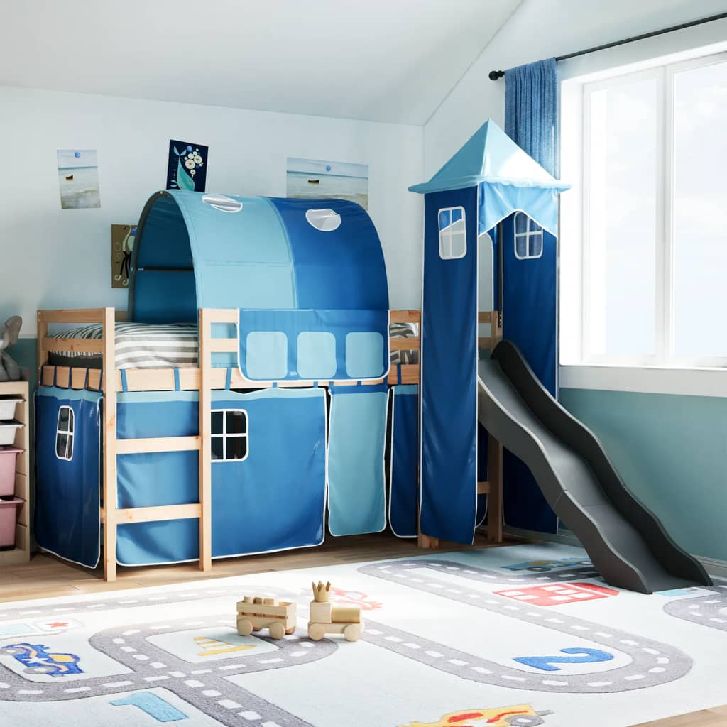 Kinderhoogslaper met toren 90x190 cm massief grenenhout blauw Bedden & bedframes | Creëer jouw Trendy Thuis | Gratis bezorgd & Retour | Trendy.nl