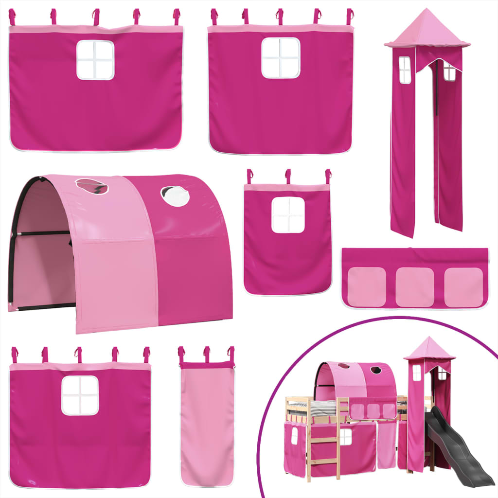 Kinderhoogslaper met toren 90x190 cm massief grenenhout roze Bedden & bedframes | Creëer jouw Trendy Thuis | Gratis bezorgd & Retour | Trendy.nl