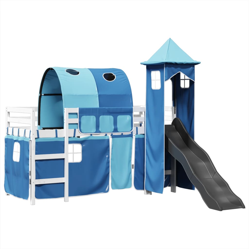 Kinderhoogslaper met toren 90x190 cm massief grenenhout blauw Bedden & bedframes | Creëer jouw Trendy Thuis | Gratis bezorgd & Retour | Trendy.nl