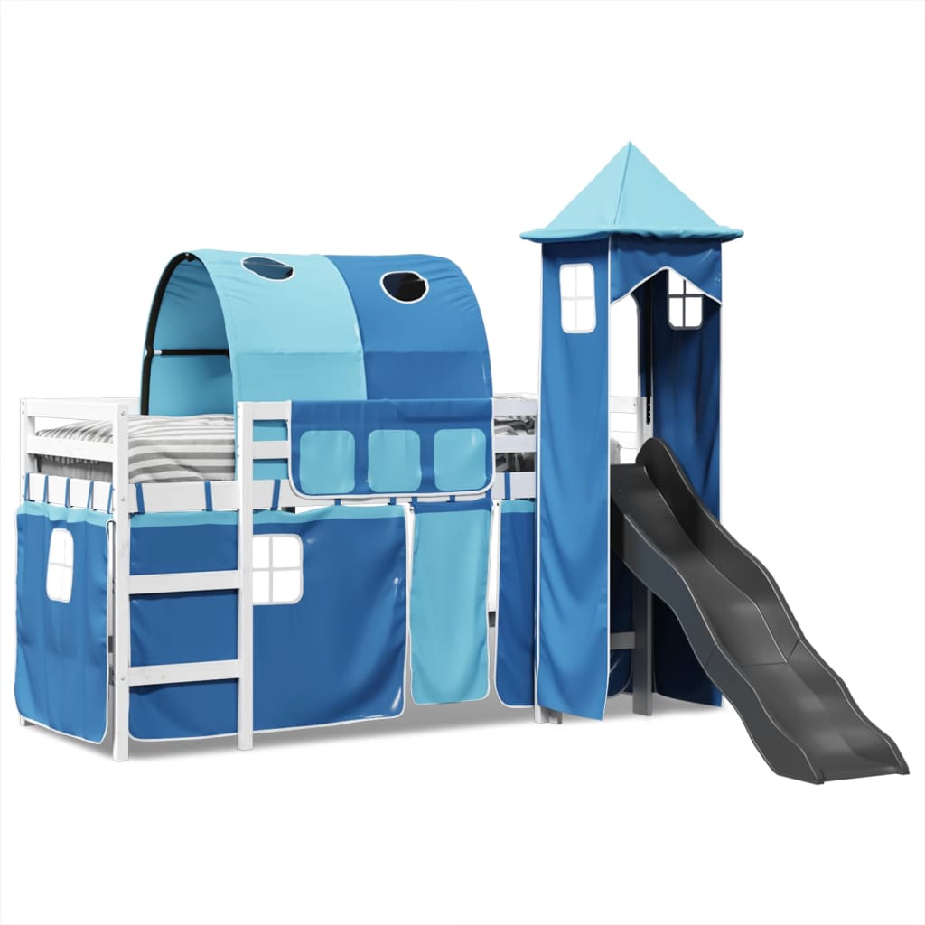 Kinderhoogslaper met toren 90x190 cm massief grenenhout blauw Bedden & bedframes | Creëer jouw Trendy Thuis | Gratis bezorgd & Retour | Trendy.nl