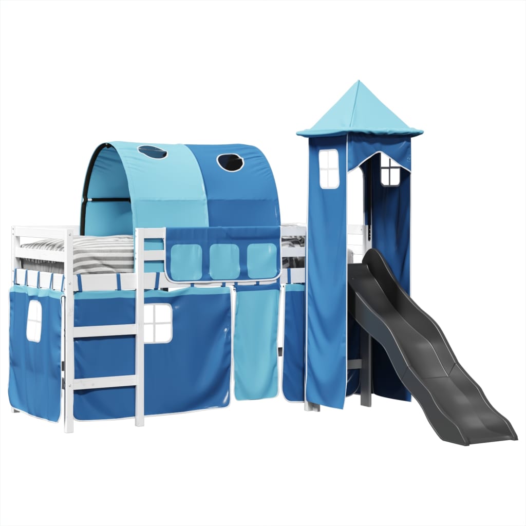 Kinderhoogslaper met toren 90x190 cm massief grenenhout blauw Bedden & bedframes | Creëer jouw Trendy Thuis | Gratis bezorgd & Retour | Trendy.nl