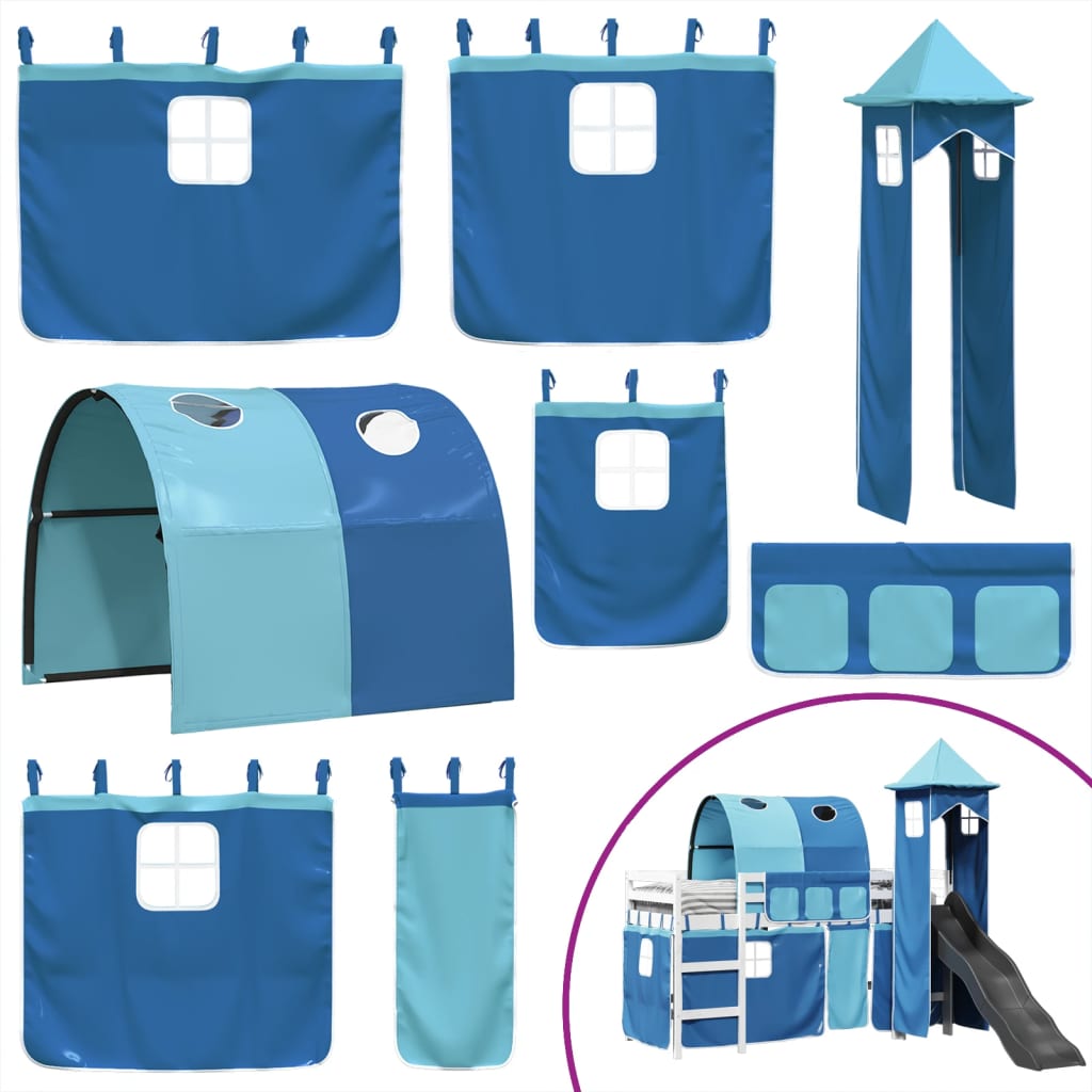 Kinderhoogslaper met toren 90x190 cm massief grenenhout blauw Bedden & bedframes | Creëer jouw Trendy Thuis | Gratis bezorgd & Retour | Trendy.nl