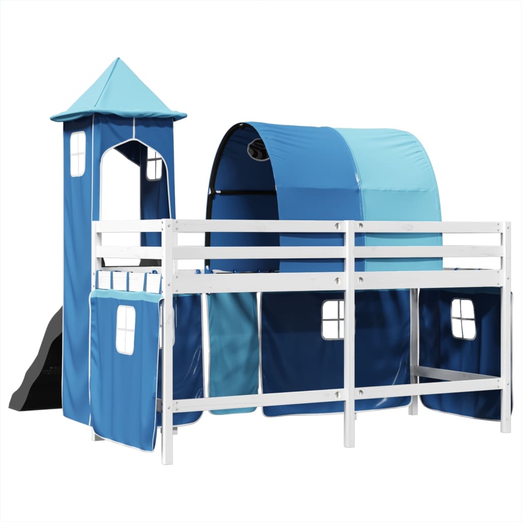 Kinderhoogslaper met toren 90x190 cm massief grenenhout blauw Bedden & bedframes | Creëer jouw Trendy Thuis | Gratis bezorgd & Retour | Trendy.nl