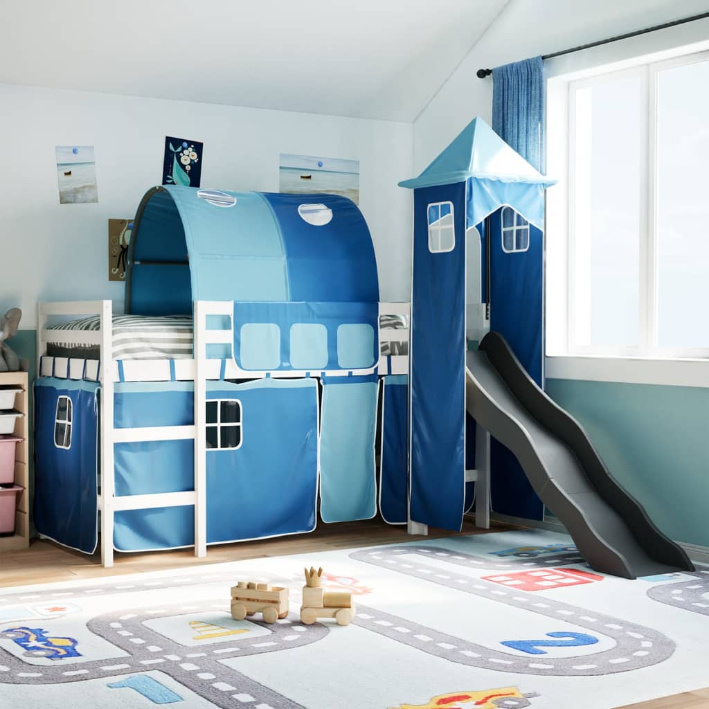 Kinderhoogslaper met toren 90x190 cm massief grenenhout blauw Bedden & bedframes | Creëer jouw Trendy Thuis | Gratis bezorgd & Retour | Trendy.nl